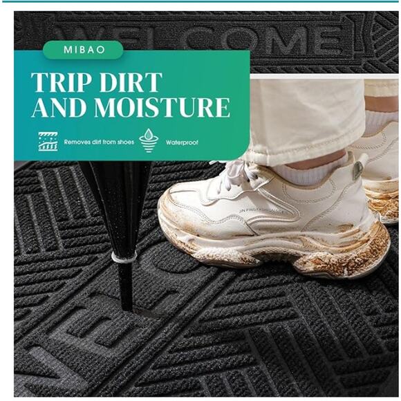 Door Mat Indoor Outdoor, Waterproof Doormat, Absorbent Door Mat, 29.5" x 17" - Picture 3 of 7